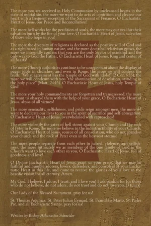 Prayer Card of the Crusade of Reparation to the Eucharistic Heart of Jesus