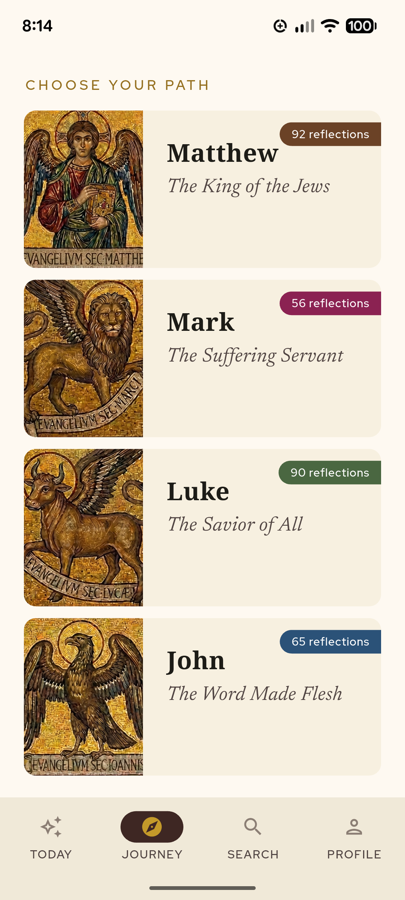 Choose your path through all four Gospels