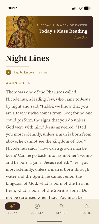 Today's Gospel reading and meditation in The Better Part app
