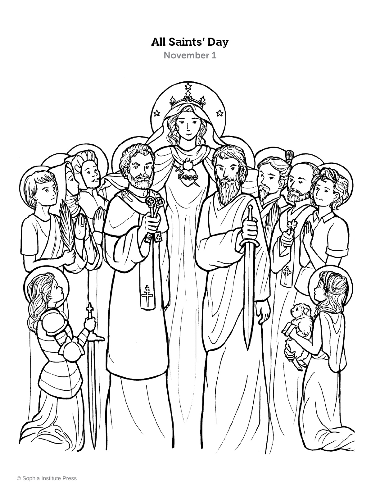 All Saints Day coloring page for November 1