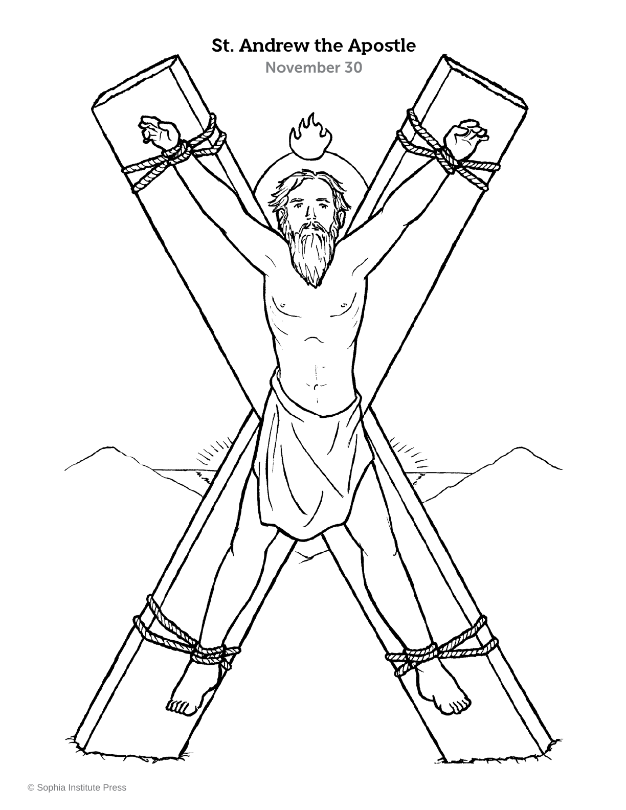 St. Andrew the Apostle coloring page for November 30