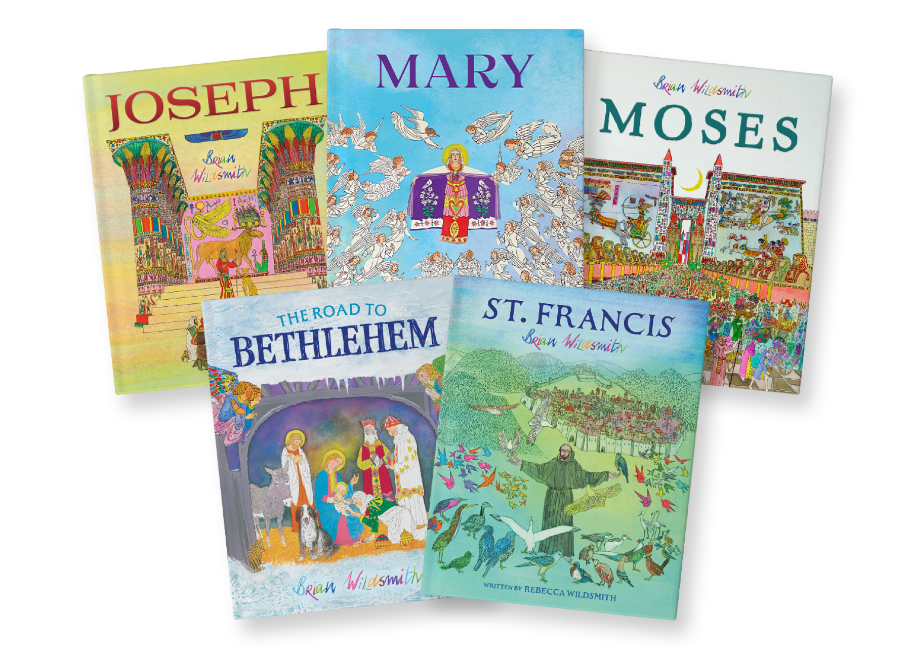 Brian Wildsmith Five-Book Collection Five children’s books by Brian Wildsmith: Mary, Moses, Joseph, St. Francis, and The Road to Bethlehem